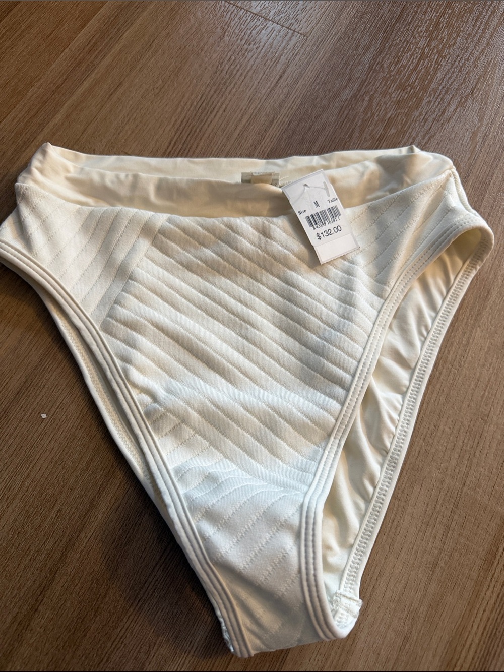 NWT L space cream Textured High-Waist Bikini Bottom size M